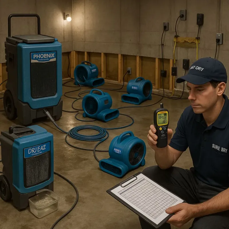 Structural Drying and Dehumidification process in Holly, MI
